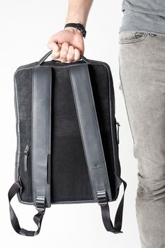 Saola Laptop Tech Backpack · Black by Capra Leather Modern Backpack With Adjustable Strap For On-the-go, Modern Laptop Bag With Adjustable Strap For School, Modern Laptop Backpack With Adjustable Strap, Rectangular Commuting Backpack With Detachable Strap, Laptop Backpack With Adjustable Strap For On-the-go, Black Backpack With Adjustable Straps For On-the-go, Functional Everyday Backpack With Adjustable Strap, Functional Rectangular Backpack With Detachable Strap, Commuting Laptop Backpack With Adjustable Strap