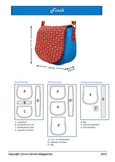 the sewing pattern is shown for this purse