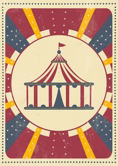 an illustration of a circus tent with stars around it