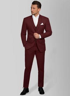 Step into the spotlight and captivate everyone with your impeccable taste by adorning our Italian Maroon Cotton Stretch Suit. Crafted with a premium blend of cotton and lycra, this suit offers the perfect combination of comfort and flexibility, ensuring that you look and feel your best throughout the day or night. The lavish shade of maroon adds a touch of sophistication to your ensemble, while the solid texture of the fabric elevates the suit to new heights of style, showcasing your discerning Custom Fit Notch Lapel Sets For Business Casual, Elegant Fitted Cotton Suits, Semi-formal Fitted Sets With Welt Pockets, Professional Semi-formal Fitted Sets, Professional Fitted Sets For Semi-formal Occasions, Fitted Professional Sets For Semi-formal Occasions, Formal Slim Fit Cotton Suits, Cotton Business Suits With Suit Collar, Slim Fit Cotton Suits For Workwear