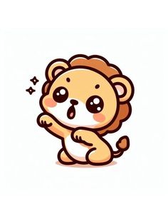 a cartoon lion sitting down with its eyes closed and one paw on it's chest