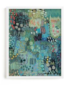 An acrylic abstract painting done in a lively pallet. Experience a fairytale garden full of flowers, stepping stones, and a pond here and there. . Blue And Green Room, Painting Color Palette, Mint Decor, Fairytale Garden, Above Bed Art, Modern Art Canvas Painting, Art Gouache, Blue Day, Bed Art