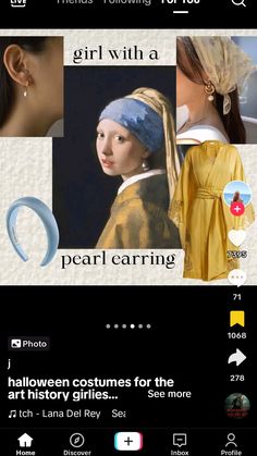 the girl with a pearl earring on her cell phone is shown in this screenshot