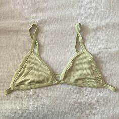 Cute, Never Worn! Very Soft Material. No Cups. Green Seamless Bra For Beach, Beach Green Seamless Bra, Seamless Green Bra For Beach, Green Triangle Top Bra For Summer, Summer Beachwear Bra For Sunbathing, Summer Seamless Bra For Sunbathing, Seamless Summer Bra For Sunbathing, Seamless Bra For Sunbathing In Summer, Summer Beach Bra With Built-in Support