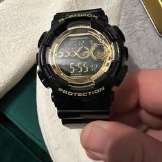 This Watch Is Very Nice. Brand New Only Have Been Tried On By Me. The Watch Would Pretty Much Fit Anyone. It Would Be A Perfect Christmas Gift. Black Watches With Stopwatch As Gift, Casio G Shock Watches, Blue Clocks, Grey Camo, G Shock Watches, Casio G Shock, Tiffany Blue, G Shock, Black Case