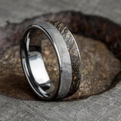 Tungsten Fossil Ring Meteorite Rings, Meteorite Wedding Band, Fossil Ring, Gibeon Meteorite, Meteorite Jewelry, Titanium Wedding Rings, Meteorite Ring, Bone Jewelry, Flower Engagement Ring