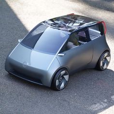 an electric car is parked on the street