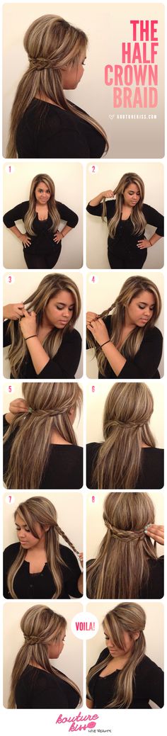 Half Crown Braid Half Crown Braid, Half Crown Braids, Half Crown, Pretty Braids, Fishtail Braid, Crown Braid, Crown Hairstyles