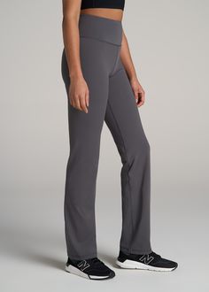 Tall Women's Leggings: Discover the Perfect Fit Balance for Your Active Lifestyle For the tall woman who values both style and functionality, our Balance Straight Leg Tall Leggings are a game-changer. Crafted with a unique blend of polyester and spandex, these leggings offer unparalleled comfort and flexibility, making them ideal for both active and casual wear. The high-rise design and stretch waistband ensure a flattering fit for taller frames, while the hidden pocket adds a practical touch fo Midweight Yoga Pants For Athleisure, Fitted Straight Leg Moisture-wicking Bottoms, Fitted Gray Yoga Bottoms, Moisture-wicking Fitted Straight Leg Bottoms, Full-length Workout Pants With Comfort Waistband, Fitted Full-length Leggings With Comfort Waistband, Go-dry Full Length Yoga Pants, Fitted Functional Gray Pants, Midweight Full-length Solid Pants