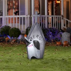 "Buy 5ft. Airblown® Inflatable Halloween Disney® Zero & Doghouse at Michaels. com. Decorate your yard for Halloween with this fun, inflatable lawn ornament. Greet your guests and neighbors with the familiar face of this Airblown inflatable character. Zero from The Nightmare Before Christmas stands with his doghouse in this fun Halloween scene. Setup is super simple. Just plug it in, stake it down and watch the magic unfold. Display this cute Halloween decoration as a standalone or combine it wit Cute Halloween Decorations, Nightmare Before Christmas Halloween, Ghost Dog, Halloween Inflatables, Halloween Scene, Up Halloween, The Nightmare Before Christmas, Lawn Decor, The Nightmare