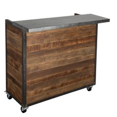 an image of a wooden bar on wheels