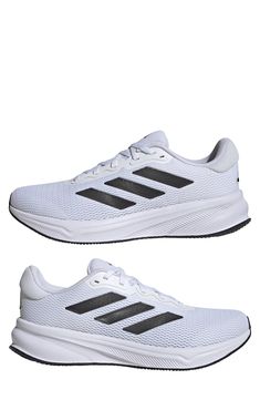 An OrthoLite® lining offers exceptional comfort in a classic sneaker with versatile appeal. Lace-up style Synthetic and textile upper/textile lining/rubber sole Imported Adidas Response, Classic Sneakers, Up Styles, White And Black, Nordstrom, Lace Up, Adidas, Black And White, Sneakers