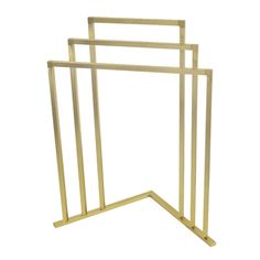 three gold metal frames on a white background