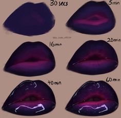 four different types of purple lips are shown in this graphic diagram, with the same size as