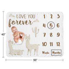 a baby's photo with the words i love you forever and an image of llamas