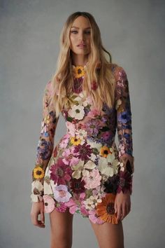 F00176141-102 Party Kleidung, Candice Swanepoel, Victoria Secret Angels, Dress Crafts, Black Sheath Dress, 영감을 주는 캐릭터, Floral Applique, Pink Mini Dresses, Long Sleeve Mini