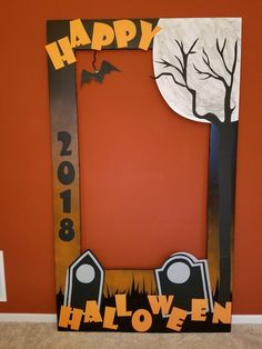 a halloween photo frame made to look like it is in the shape of a graveyard