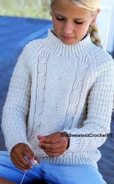 Children knitting sweater pattern: round neck or stand up neck aran cable sweaters. A beautiful pattern to knit and make a child happy. YOU WILL RECEIVE: --- Pattern instructions in English. --- Abbreviations also included.  --- Read and print friendly. --- ASSISTANCE: I have many years experience in knitting, so if you need help send message, I'll try my best to help you 6 SIZES: 1-2, 3-4, 5-6, 7-8, 9-10, 11-12 years MEASUREMENTS . To fit chest: 56, 61, 66, 71, 76, 81 cm    -    22, 24, 26, 28, 30, 32 in . Actual measurement: 67, 71, 79, 84, 88, 92 cm     -     26½, 28, 31¼, 33, 34¾, 36¼ in . Full length: 37, 41, 47, 52, 58, 59 cm     -     14½, 16, 18½, 20½, 22¾, 23¼ in  MATERIALS  Round Neck Sweater . Aran, 10 ply yarn: 200, 300, 300, 300, 400, 400gr Stand Up Neck Sweater . Aran, 10 ply Knitting Patterns Boys, Baby Bamboo, Fall Pullover, Vintage Knitting Patterns, Knitting Books, Cable Sweater, Round Neck Sweaters, Sweater Knitting Patterns, Chunky Yarn