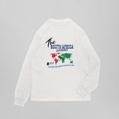 The South Africa Experience long-sleeved t-shirt is the perfect exploration attire. This is a customizable design for any travel vacation. Why not have a unique group apparel design? Casual Long Sleeve T-shirt With Custom Print, White Long Sleeve T-shirt With Branding, Long Sleeve Branding T-shirt For Streetwear, Long Sleeve T-shirt For Streetwear, Casual Long Sleeve Custom Print T-shirt, Casual Long-sleeve Custom Print T-shirt, White Graphic Print T-shirt For Travel, White Crew Neck T-shirt For Travel, White Letter Print Top For Travel