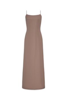 Effortlessly elegant and exclusive, the dress is a must-have for any sophisticated wardrobe. Crafted from high-quality crepe, this ankle length dress features delicate spaghetti straps for a delicate and chic look. Perfect for any occasion, it will make you stand out in any crowd. Chic Silk Crepe Maxi Dress For Wedding, Elegant Slip Dress With Straight Neckline For Evening, Evening Silk Crepe Maxi Dress, Silk Crepe Evening Maxi Dress, Crepe Maxi Dress For Gala, Elegant Evening Slip Dress With Straight Neckline, Elegant Beige Spaghetti Strap Dress, Chic Crepe Maxi Dress, Elegant Bias Cut Dress For Wedding Guest