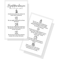 WHAT YOU'RE BUYING: This product is physical printed business sized cards. Size is 2 x 3.5" inches each business card is printed on a thick premium 14 pt. matte card stock. This instruction card is printed front and back with Hydrodermabrasion Aftercare instructions. WHO ARE THESE FOR? These Hydrodermabrasion cards are ideal for business owner wanting to make the best experience possible for your customers. The idea of handing out an instruction card, is to insure your customers are getting the Referral Cards, Blank Business Cards, Minimalist White, Hair Removal Cream, Chemical Peel, Business Card Size, How To Apply Makeup, Small Business Owner, Grow Business