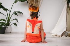 Be the coolest fox in the playground with this adorable FOX backpack. Stylish bag is perfect for days out at the park or hikes in the countryside, great for the day-care too. With plenty of room for your little one's must-haves, they'll always be ready for the great outdoors. Let your kid to be a walking wild animal with this awesome backpack:) Handmade in Lithuania. Top part: printed velvet fabric with MUNI "Fox" design. Bottom part: waterproof sturdy polyester in orange.  The bag is lined with Adventure Backpack, Hiking Boots Women, Toddler Backpack, Chelsea Boots Women, Practical Bag, Fox Design, Waterproof Backpack, Orange Fabric, Designer Crossbody Bags