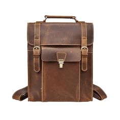 Classic School Backpack With Luggage Sleeve, Classic Office Satchel Backpack, Classic School Laptop Backpack, Functional Leather Satchel Backpack With Luggage Sleeve, Classic Satchel Backpack For Work, Brown Leather Backpack For Work, Classic Office Laptop Backpack, Classic Workwear Satchel Backpack, Classic Office Backpack