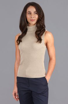 Womens Lightweight 100% Cotton Roll Neck Sleeveless Jumper Biodegradable Clothing, Sleeveless Sweaters, Italian Glamour, Style Inspiration Spring Summer, Summer Knitwear, Sleeveless Jumper, Bias Cut Skirt, Roll Neck Jumpers, Sweater Fits