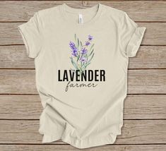 If you are a lavender grower, this is the t-shirt for you! Makes a great gift for anyone who loves lavender, gardening or farming.  But really, who doesn't love the beauty, fragrance and many uses of this beautiful plant.  All of our t-shirts are currently printed on Bella & Canvas 3001 Unisex T-shirts. This Bella & Canvas shirt is a staple in the t-shirt world and for good reason. It is soft, light and has plenty of stretch. Better yet, it is flattering on everyone. Bella & Canvas also prides t Spring Lavender Letter Print Top, Lavender Relaxed Fit T-shirt For Spring, Lavender Graphic Tee With Relaxed Fit, Lavender Relaxed Fit Graphic Tee, Lavender Relaxed Fit Cotton T-shirt, Lavender Cotton T-shirt With Relaxed Fit, Lavender Gardening, Farm Tees, T Shirt World