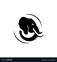 an elephant's head in a circle logo