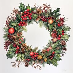 Resolution: 4000 x 4000 pixels at 300 dpi. Celebrate the festive season with this detailed Christmas wreath clipart. Perfect for holiday cards, invitations, and seasonal decorations, this digital art features a classic wreath adorned with pinecones, berries, and holiday greenery. Bring a touch of winter magic to your projects with this beautiful illustration. 🌸 IMPORTANT 🌸 This is a DIGITAL product available for INSTANT DOWNLOAD. No PHYSICAL ITEM will be shipped. 🍃 LICENSES 🍃 This collection includes an unlimited commercial license. Please be informed that reselling the product is prohibited. Designs from Everdawn Wreath's collections cannot be resold as clipart. Best regards, Everdawn Wreath Illustrated Christmas Wreath, Christmas Wreaths Illustration, Christmas Wreath Image, Christmas Wreath Illustration, Christmas Wreath Clipart, Decoration Illustration, Classic Wreath, Wreath Illustration, Wreath Clipart