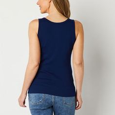 Deemed a Gotta-Have-It item for value you can count on every day! Cut for a regular-fit, this women's tank top from St. John's Bay is a warm-weather essential your wardrobe needs. Made from super soft ribbed cotton, this scoop neck sleeveless top will effortlessly pair layered under a blazer or hoodie or worn alone with jeans or shorts.Strap Type: TankFeatures: Hooded, EssentialsClosure Type: Pullover HeadFit: Regular FitNeckline: Scoop NeckSleeve Length: SleevelessApparel Length: 26.5 InchesFi… Sleeveless Tank Top, Sleeveless Tank, Warm Weather, Tank Tops Women, Shirts Tops, Scoop Neck, Sleeveless Top, Tank Top, Blazer