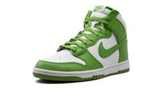 The Nike Dunk High "Chlorophyll" is a colorway of the retro basketball shoe with green features.  Nicknamed after a classic colorway of the Nike Air Trainer 1, the Dunk High “Chlorophyll” features the same shade of green on its leather overlays and Swooshes as the accenting color found on its predecessor.  As for the rest of the shoe, the upper features a white leather base, a classic “Nike” logo on the tongue tag, and a white midsole and Chlorophyll-colored outsole.  Release date: February 2, 2024 Nike Air Trainer 1, Nike Air Trainer, Retro Basketball Shoes, Retro Basketball, Nike Dunk High, Dunk High, Stadium Goods, Nike Dunk, Nike Dunks