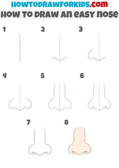 how to draw an easy nose step by step drawing instructions for kids and beginners