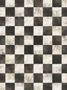 a black and white checkered tile wallpaper with grungy paint on it