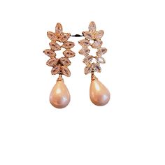 Fashion Element: Leaves Style: Korean Korean Style Pearl White Pear-shaped Party Earrings, Pear-shaped Pearl White Party Earrings, Pearl-shaped Pearl Earrings For Party, Bride Earrings Gold, Pearl Fashion, Bride Earrings, Style Korean, Water Drops, Colorful Fashion