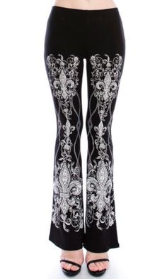 Vocal Paisley Print Rhinestones Soft Pants - Black – Debra's Passion Boutique Black Embellished Wide Leg Bottoms, Stretch Bottoms With Rhinestones For Spring, Spring Stretch Bottoms With Rhinestones, Wide Leg Bottoms With Rhinestones For Spring, Wide-leg Rhinestone Bottoms For Spring, Spring Wide-leg Bottoms With Rhinestones, Spring Fitted Rhinestone Bottoms, Wide Leg Bottoms With Paisley Print And Stretch, Stretch Wide Leg Bottoms With Paisley Print