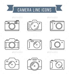 camera line icons set - web elements