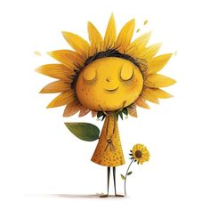 a drawing of a sunflower with its eyes closed