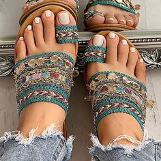 More Details To Come Beach Toes, Bohemian Shoes, Toe Ring Sandals, Casual Rings, Flip Flops Style, Summer Slippers, Flat Slipper, Pu Heels, Measurement Chart