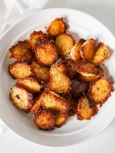 some fried food is on a white plate