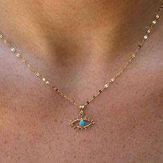 "* Gold KT: 14K Solid Gold * Chain Lengths: Adjustable, 16'' 18\", 20\", 22\", 24\" * Stone: Zircon * The length of the chain in the photo is 18 inches. * Pendant length: 1.50 cm * Pendant width: 1.40 cm * Chain style: Glitter chain necklace Follow on Instagram - @bayargold.tr My Web Site - https://www.bayargold.com/ * Bayar Gold is a fine jewelry company. Please do not hesitate to ask us questions. We are always here to help you. * All items are packed in the high-quality jewelry box. The gift Turquoise Chain Necklace With Adjustable Chain As Gift, Gift Turquoise Chain Necklace With Adjustable Chain, Turquoise Pendant Jewelry With Delicate Chain, Turquoise Pendant Charm Necklace With Adjustable Chain, Turquoise Pendant Necklace With Clavicle Chain, Spiritual Turquoise Necklace With Lobster Clasp, Spiritual Turquoise Charms Necklaces, Turquoise Pendant With Delicate Chain, Symbolic Evil Eye Yellow Gold Necklace