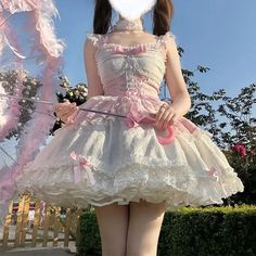 45543671496932|45543671529700|45543671562468 Pink Kawaii Costume Dress, White Fitted Kawaii Dress, Sweet Fitted Dress For Costume Party, Fitted White Kawaii Dress, Fitted Sleeveless Kawaii Dress, Kawaii Sleeveless Fitted Dress, Kawaii Fitted Sleeveless Dress, Kawaii Pink Mini Length Dress, Kawaii Pink Mini Dress