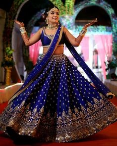 Handpicked Jewel-Toned Lehengas For The Royal Brides of India Anita Dongre Bridal, Blue Bridal Lehenga, Anita Dongre Lehenga, Royal Blue Lehenga, Pink Bridal Lehenga, Anita Dongre