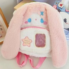 Quirky Backpack, Cute Pastel Aesthetic, Clothing Diys, Toy Craft Kit, Bunny Backpack, Aesthetic Bag, Nendoroid Anime, Umbrella Decorations, Kawaii Bag