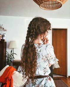 Half Braid, Spring Hairstyles, Long Curly Hair, Long Curly, Aesthetic Hair, Hair Dos, Hair Day, Pretty Hairstyles, Hair Looks