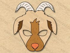 an animal mask with horns on it's head is shown in the shape of a goat