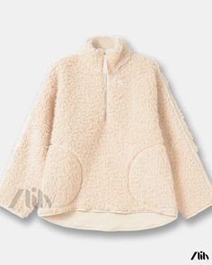 Zlily - Fleece Sportswear with Lamb Wool Zip-up Hooded Jacket Jacket 2022, Zipper Sweater, Zippered Sweater, Sweater Coat, Fleece Sweater, Womens Fleece, Pullover Jacket, Sheep Wool, Wool Jacket