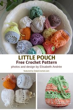 crochet patterns for little pouches and purses are featured in this article