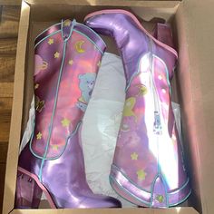 New With Minor Flaws Dolls Kill Carebears Holograpghic Cowboy Boots Size 7 Pink & Purple Color Moon Planets & Stars Detailing Funky Cowgirl Boots, Hope Scope, Pastel Boots, Rainbow Boots, Colorful Boots, Creepy Cute Fashion, Unicorn Shoes, Magical Moon, Wonderland Artwork